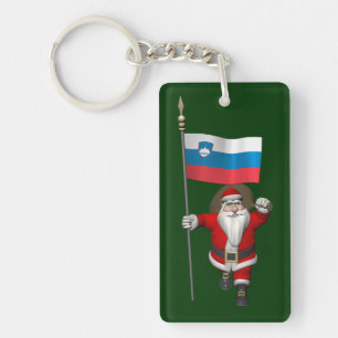 Santa Claus With Ensign Of Slovenia Key Ring