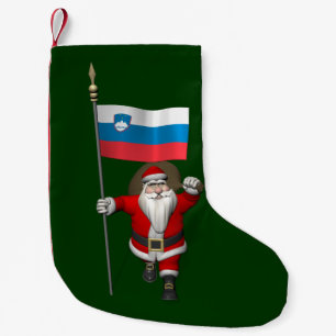 Santa Claus With Ensign Of Slovenia Small Christmas Stocking