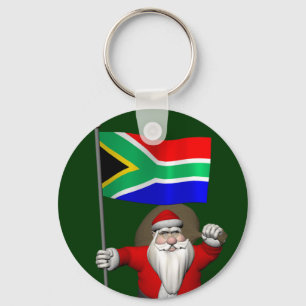 Santa Claus With Ensign Of South Africa Key Ring