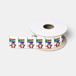 Santa Claus With Ensign Of South Africa Satin Ribbon