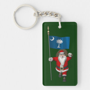 Santa Claus With Ensign Of South Carolina Key Ring