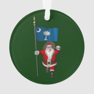 Santa Claus With Ensign Of South Carolina Ornament