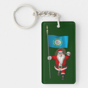 Santa Claus With Ensign Of South Dakota Key Ring