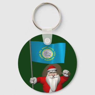 Santa Claus With Ensign Of South Dakota Key Ring