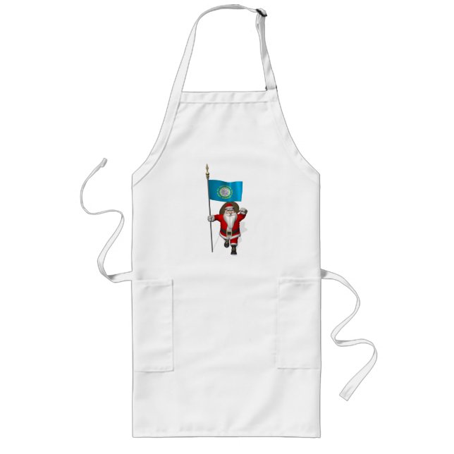 Santa Claus With Ensign Of South Dakota Long Apron (Front)