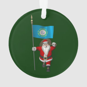 Santa Claus With Ensign Of South Dakota Ornament