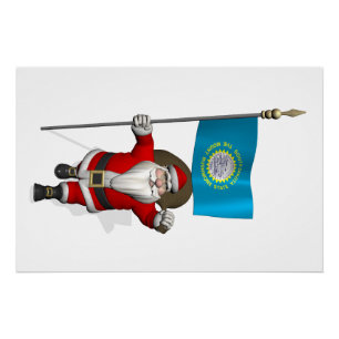 Santa Claus With Ensign Of South Dakota Poster