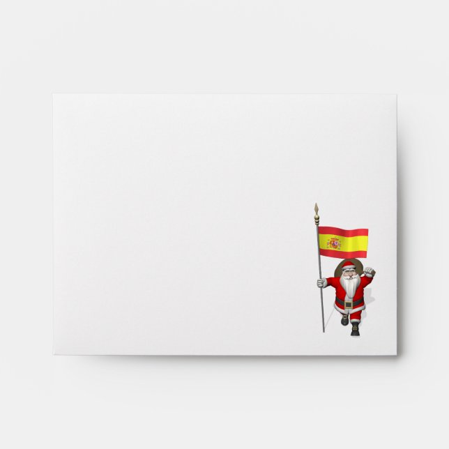 Santa Claus With Ensign Of Spain Envelope (Front)
