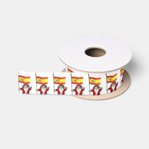 Santa Claus With Ensign Of Spain Satin Ribbon