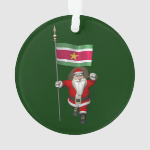 Santa Claus With Ensign Of Suriname Ornament