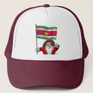 Santa Claus With Ensign Of Suriname Trucker Hat
