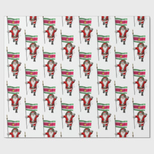 Santa Claus With Ensign Of Suriname Wrapping Paper
