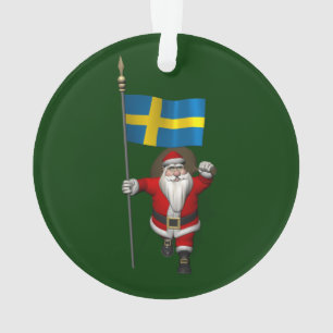 Santa Claus With Ensign Of Sweden Ornament