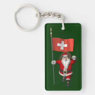 Santa Claus With Ensign Of Switzerland Key Ring