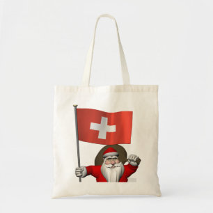Santa Claus With Ensign Of Switzerland Tote Bag