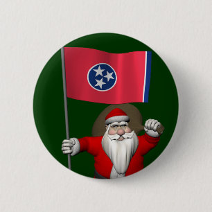 Santa Claus With Ensign Of Tennessee 6 Cm Round Badge