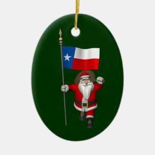 Santa Claus With Ensign Of Texas Ceramic Tree Decoration