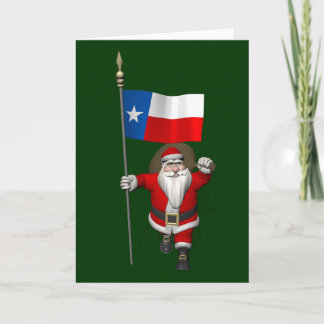 Santa Claus With Ensign Of Texas Holiday Card