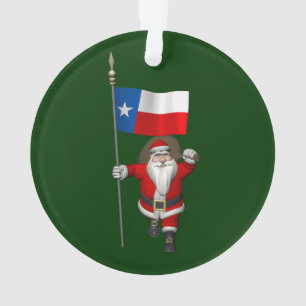 Santa Claus With Ensign Of Texas Ornament