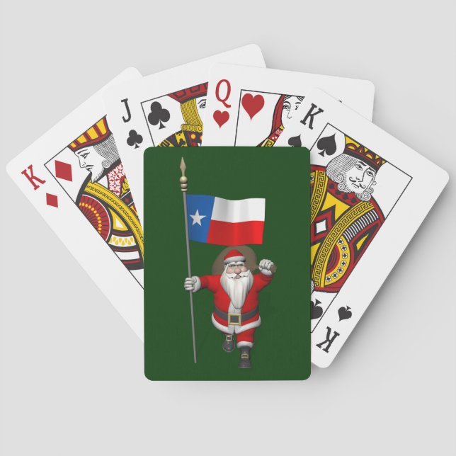 Santa Claus With Ensign Of Texas Playing Cards (Back)