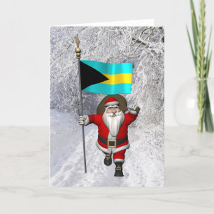 Santa Claus With Ensign Of The Bahamas Holiday Card