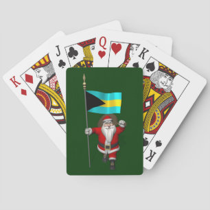 Santa Claus With Ensign Of The Bahamas Playing Cards