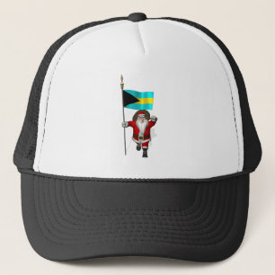Santa Claus With Ensign Of The Bahamas Trucker Hat