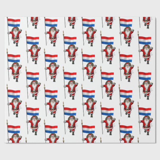 Santa Claus With Ensign Of The Netherlands Wrapping Paper (Flat)