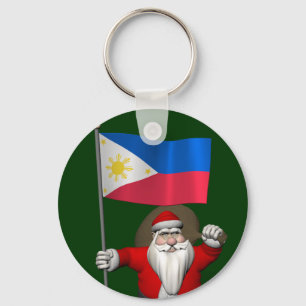 Santa Claus With Ensign Of The Philippines Key Ring