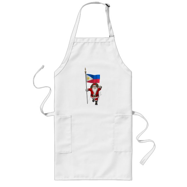 Santa Claus With Ensign Of The Philippines Long Apron (Front)