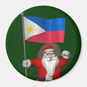 Santa Claus With Ensign Of The Philippines Magnet