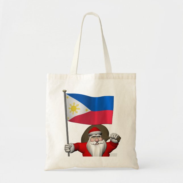 Santa Claus With Ensign Of The Philippines Tote Bag (Front)