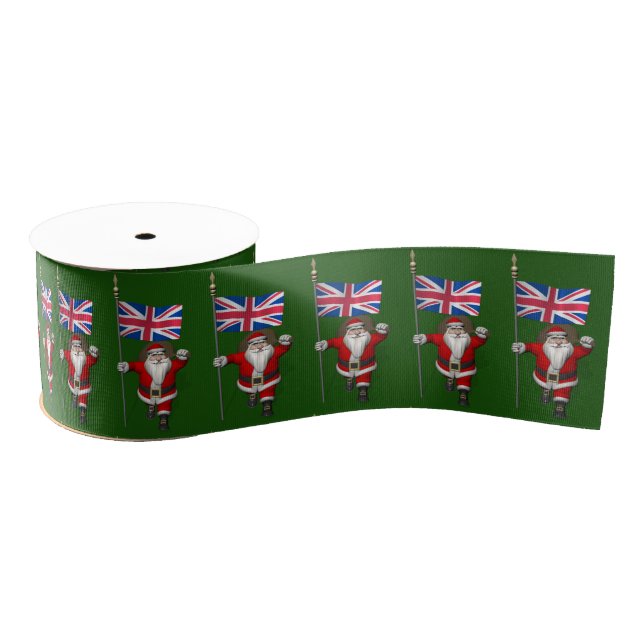 Santa Claus With Ensign Of The UK Grosgrain Ribbon (Spool)