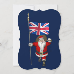 Santa Claus With Ensign Of The UK Holiday Card