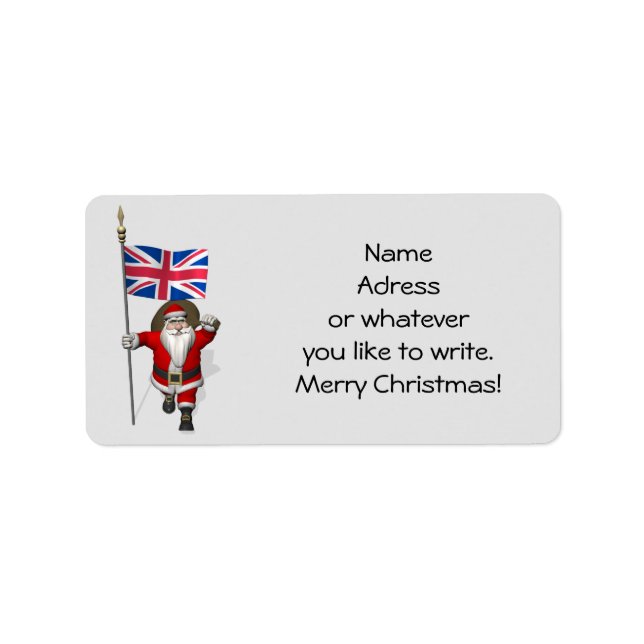 Santa Claus With Ensign Of The UK Label (Front)