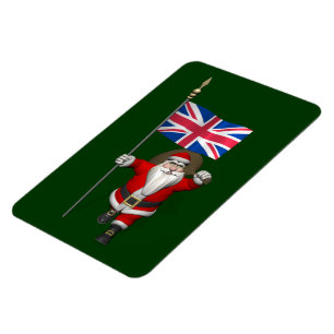 Santa Claus With Ensign Of The UK Magnet