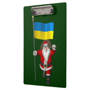 Santa Claus With Ensign Of The Ukraine Clipboard