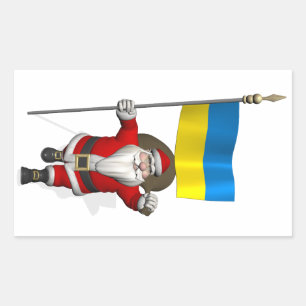 Santa Claus With Ensign Of The Ukraine Rectangular Sticker