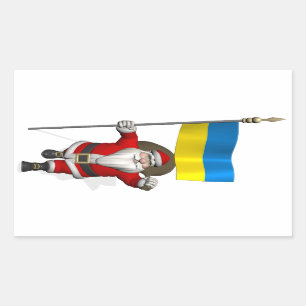 Santa Claus With Ensign Of The Ukraine Rectangular Sticker