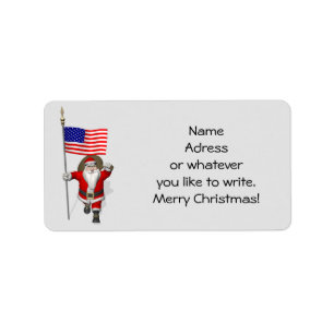 Santa Claus With Ensign Of The USA Label