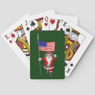 Santa Claus With Ensign Of The USA Playing Cards
