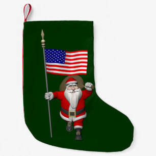 Santa Claus With Ensign Of The USA Small Christmas Stocking