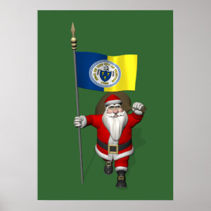 Santa Claus With Ensign Of Trenton NJ Poster