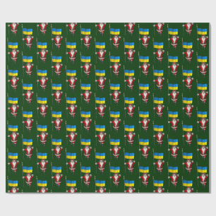 Santa Claus With Ensign Of Ukraine Wrapping Paper