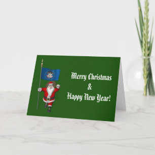 Santa Claus With Ensign Of Utah Holiday Card