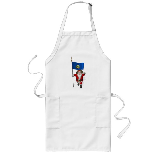 Santa Claus With Ensign Of Vermont Long Apron (Front)