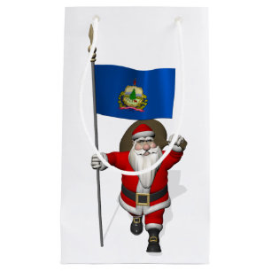 Santa Claus With Ensign Of Vermont Small Gift Bag