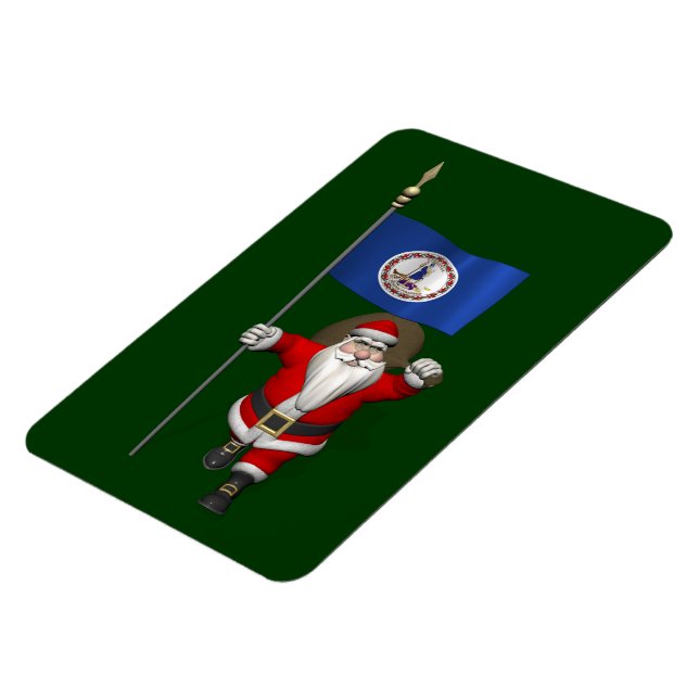 Santa Claus With Ensign Of Virginia Magnet (Left Side)