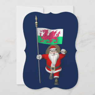 Santa Claus With Ensign Of Wales Holiday Card
