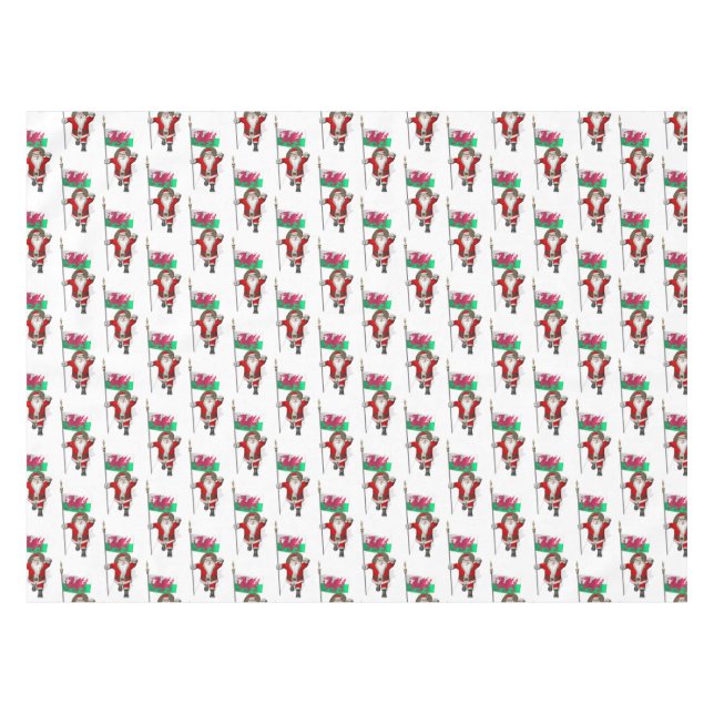Santa Claus With Ensign Of Wales Tablecloth (Front (Horizontal))